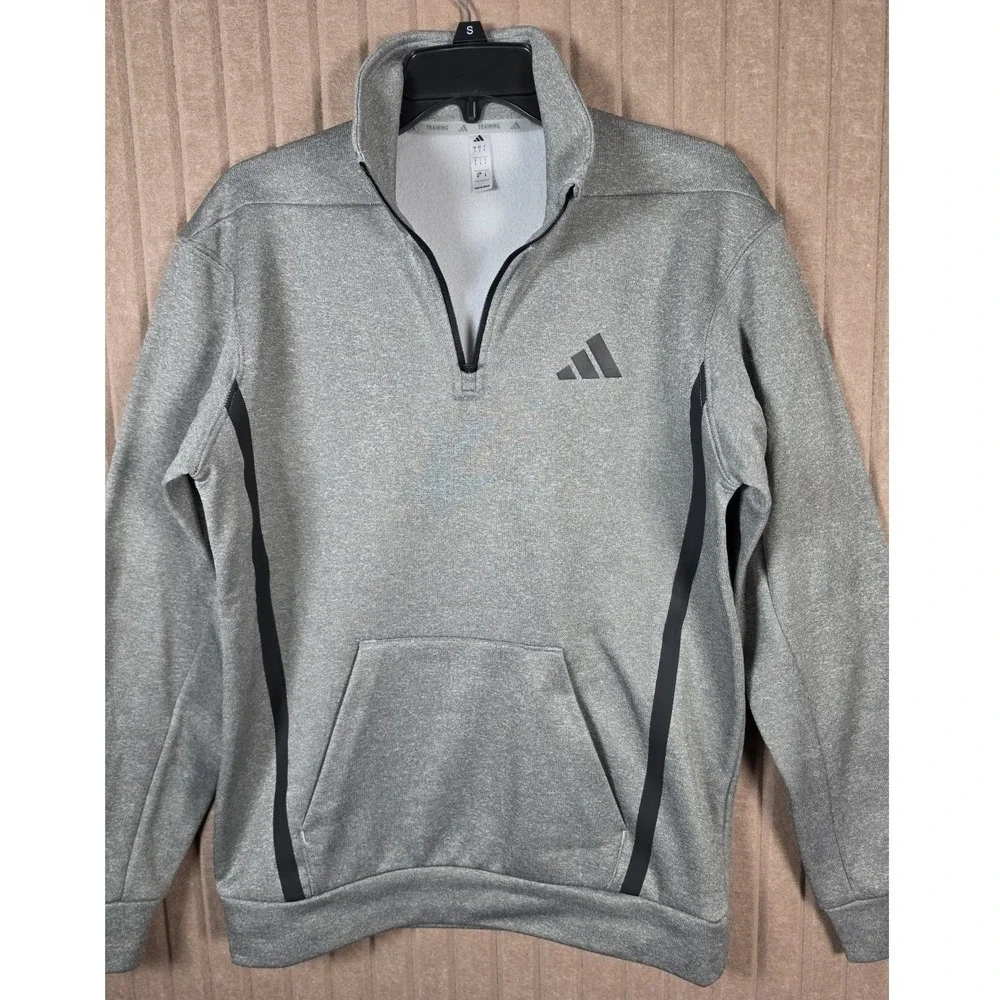 Adidas Climawarm Training Quarter-Zip Sweatshirt, Size Small, Grey/Black - New